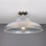 Lirosa Railway Ribbed Glass Flush Ceiling Light - 40cm