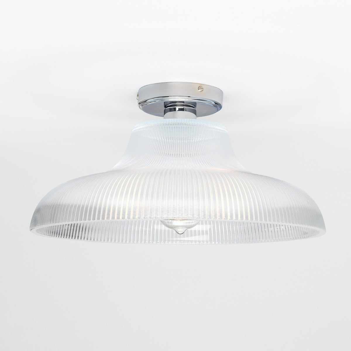 Lirosa Railway Ribbed Glass Flush Ceiling Light - 40cm