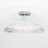 Lirosa Railway Ribbed Glass Flush Ceiling Light - 40cm