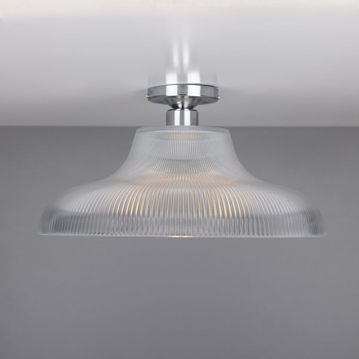 Lirosa Railway Ribbed Glass Flush Ceiling Light - 40cm