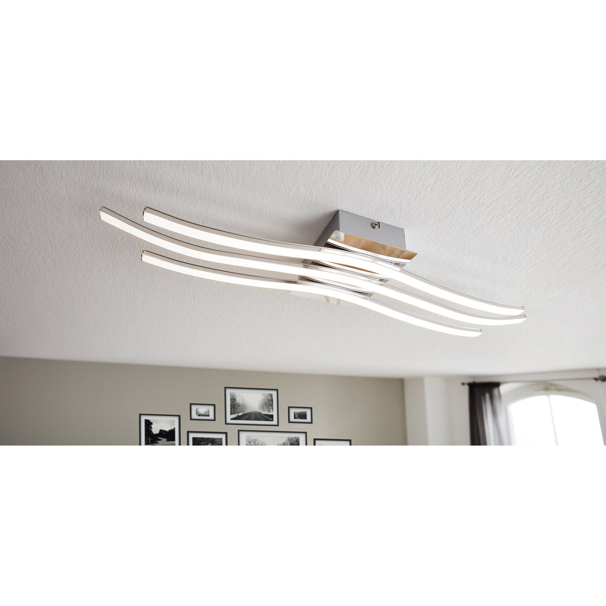 Livette LED Flush Ceiling Light 65cm - Chrome