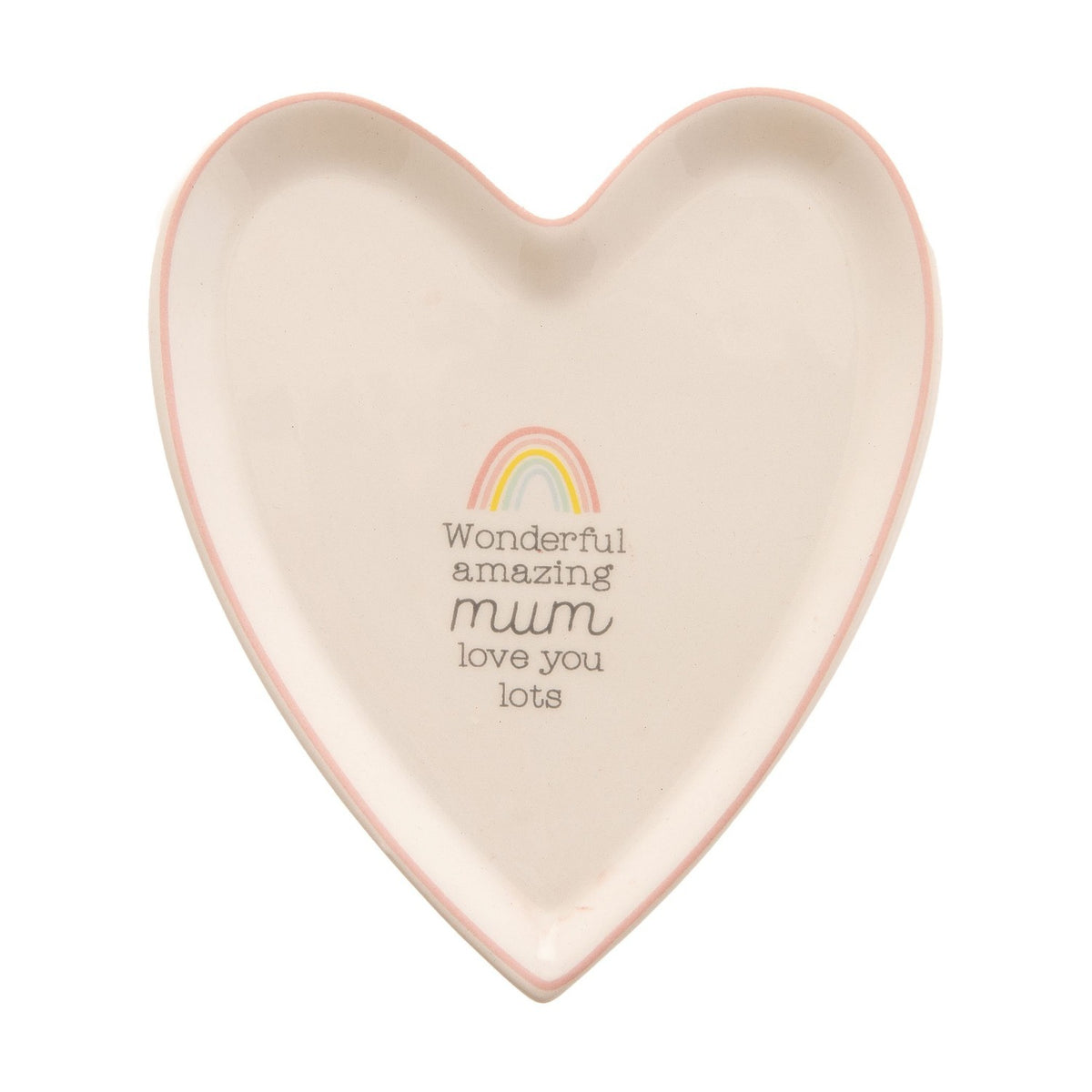 Wonderful Amazing Mum Rainbow Heart Trinket Dish - White