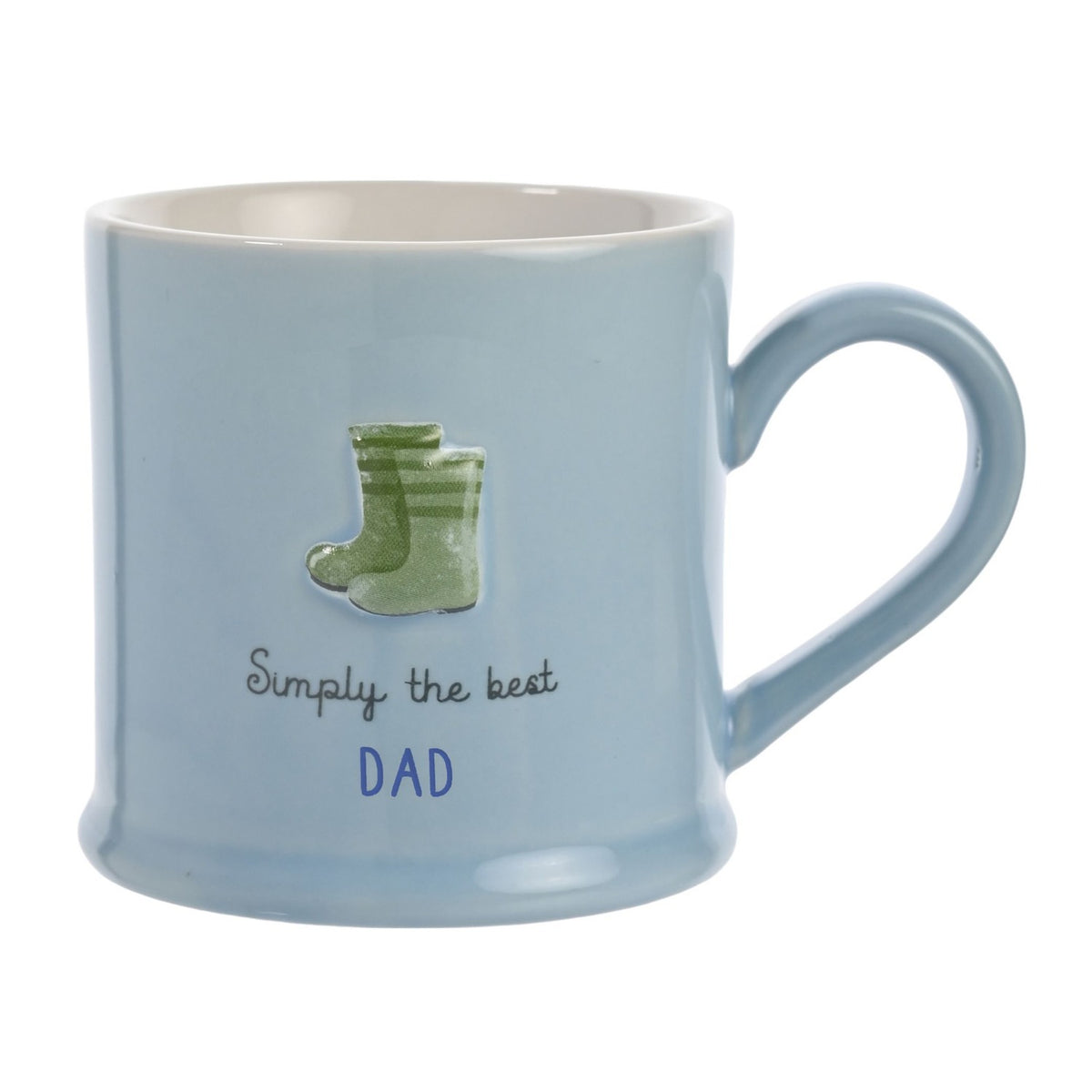 Simply the Best Dad Embossed Wellies Stoneware Mug - Blue