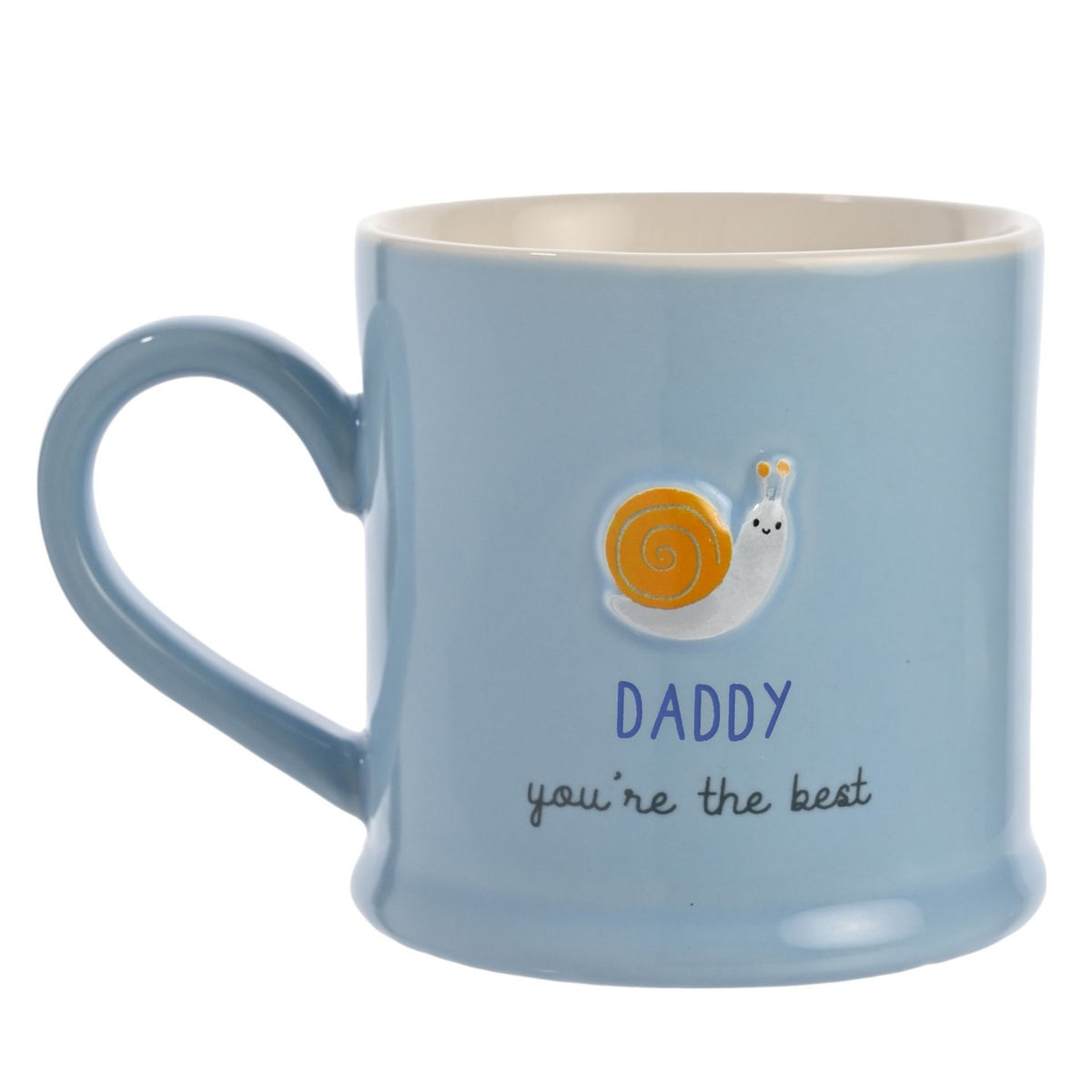Daddy You're the Best Embossed Snail Stoneware Mug - Blue