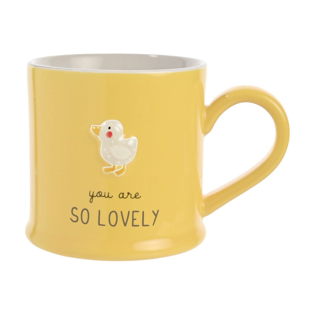 Embossed Duck 'You Are So Lovely' Stoneware Mug - Yellow