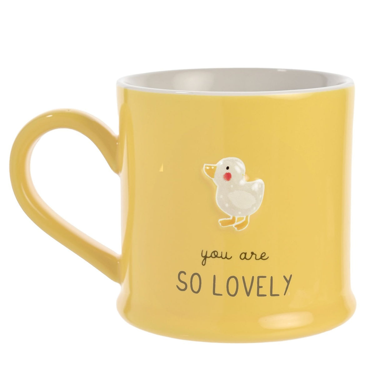 Embossed Duck 'You Are So Lovely' Stoneware Mug - Yellow