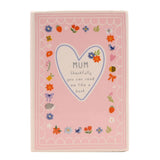 Mum Floral Heart Gingham Book Stoneware Vase 14cm - Pink