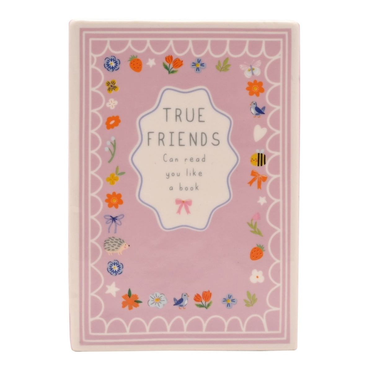 True Friends Floral Border Stoneware Book Vase 14.2cm - Pink