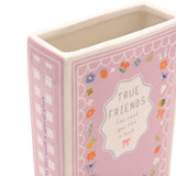 True Friends Floral Border Stoneware Book Vase 14.2cm - Pink