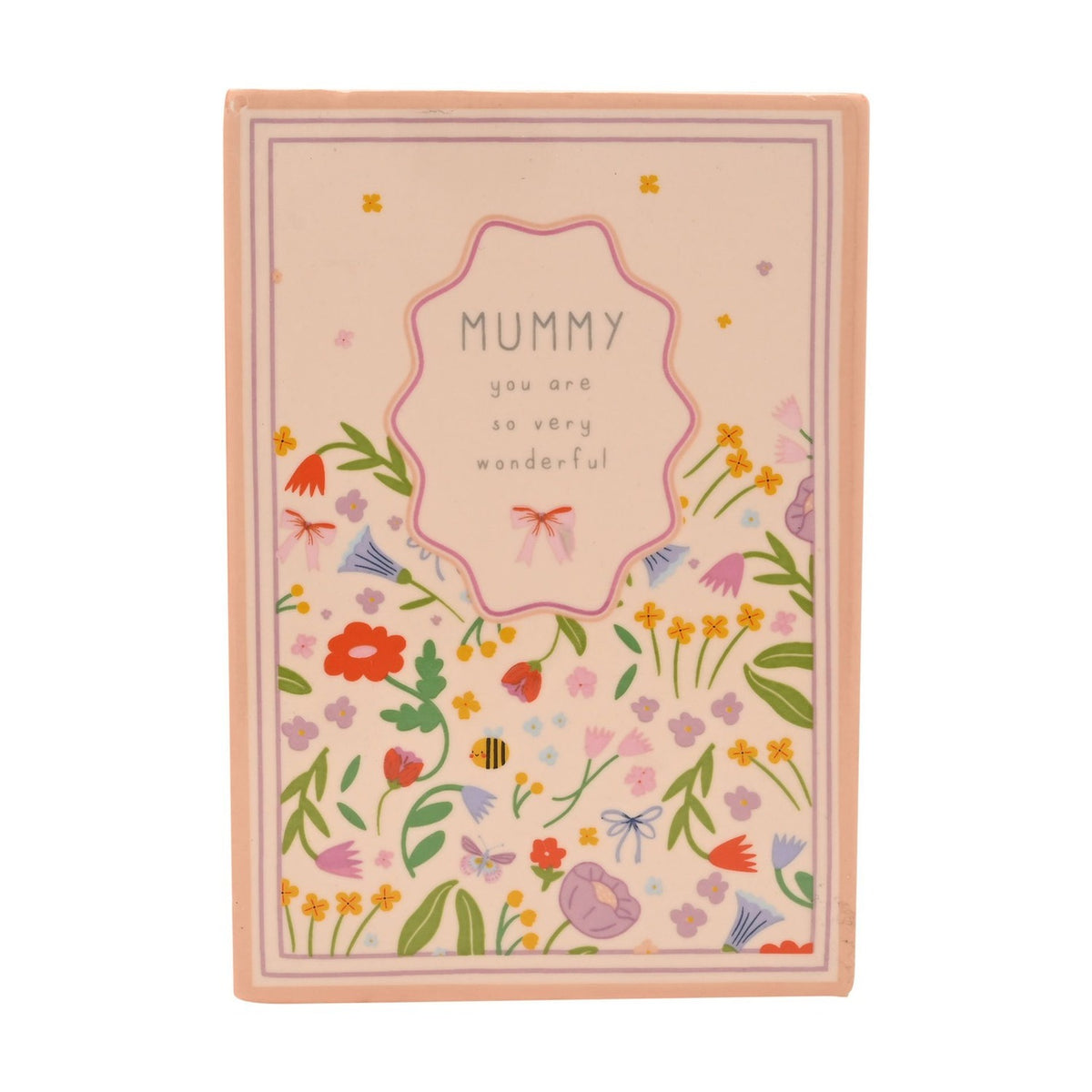 Mummy Wildflower and Bee Book Stoneware Vase 13.9cm - Peach