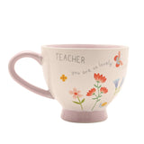 Teacher Stoneware Cup & Saucer 300ml - Off White & Blue