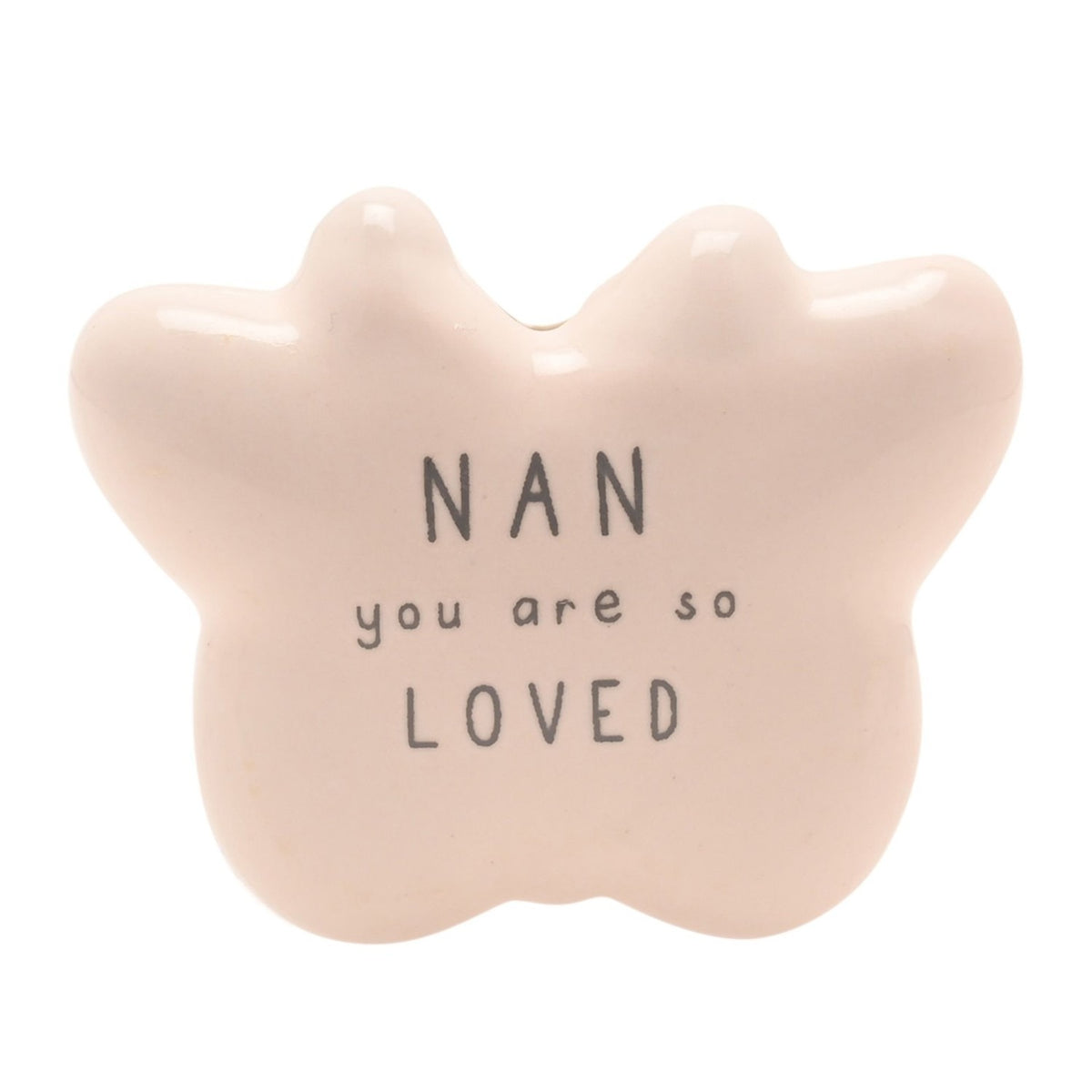 Nan Butterfly Stoneware Token Ornament with Matchbox - Pink