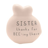 Sister Bee Stoneware Token Ornament with Matchbox - Yellow