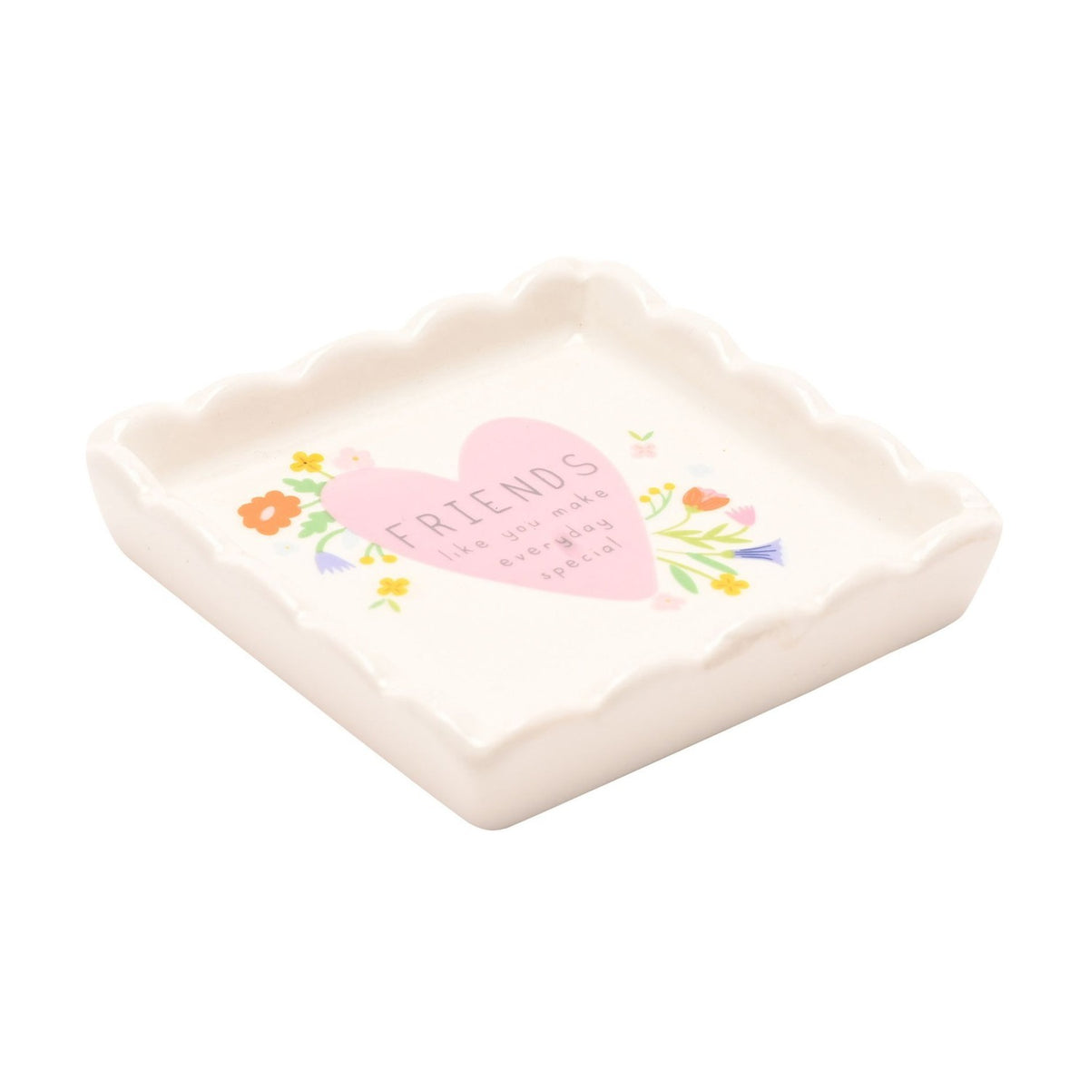 Friend Heart Scallop Stoneware Trinket Dish - Off White