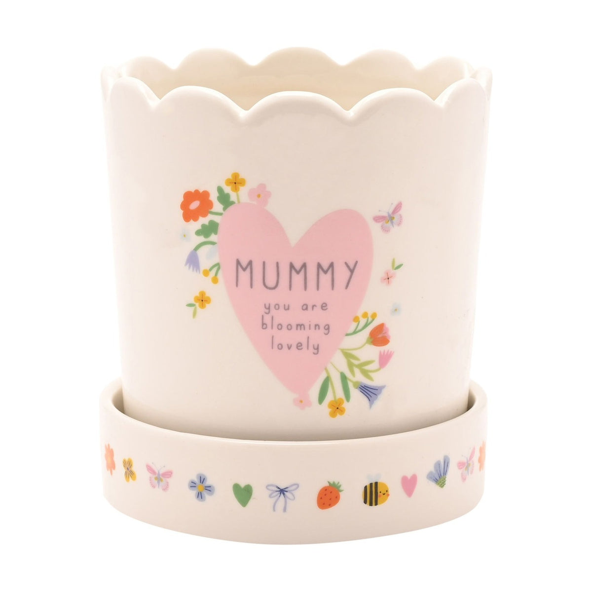 Mummy You Are Blooming Lovely Stoneware Planter - Off White