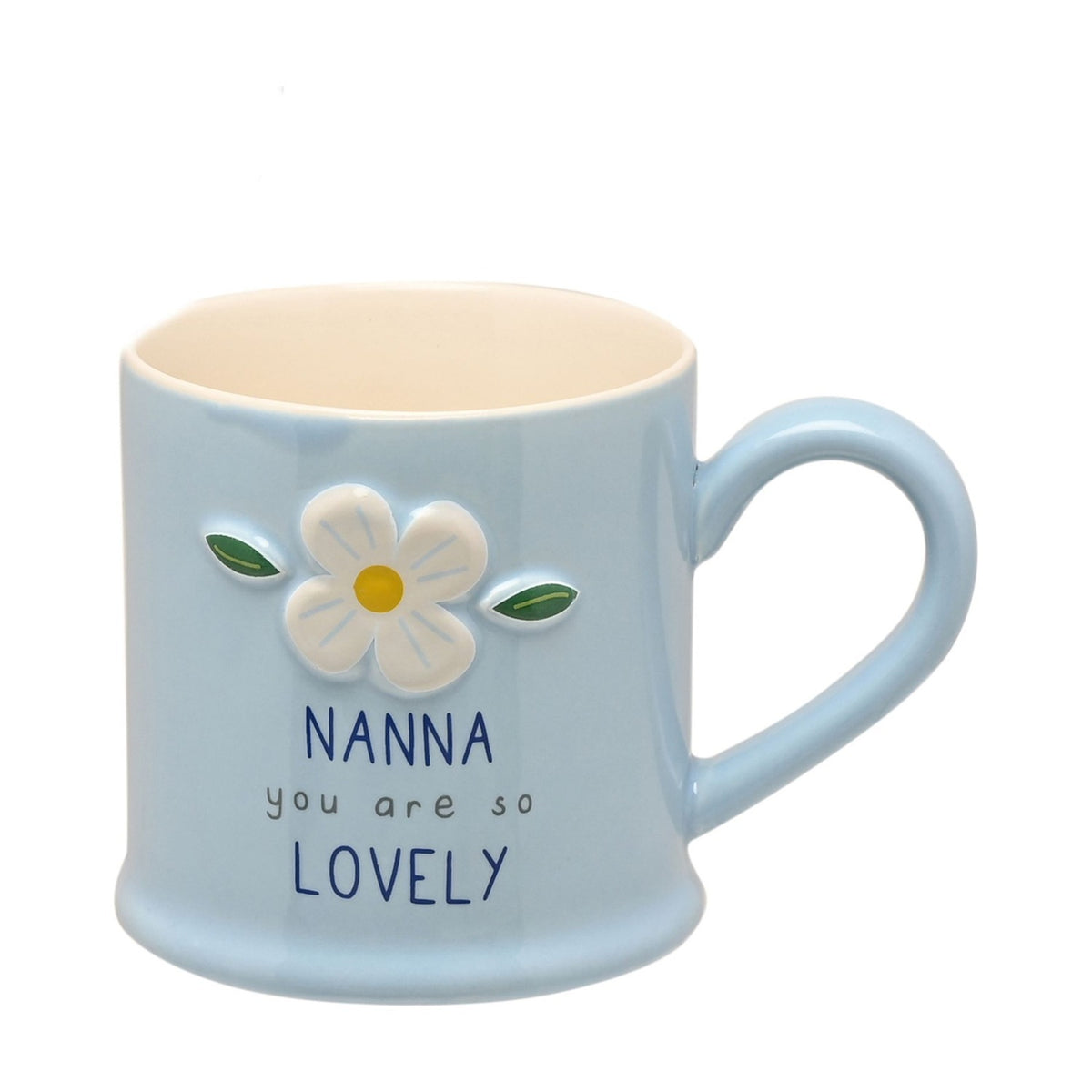 Nanna You Are So Lovely Embossed Flower Stoneware Mug - Blue