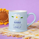 Nanna You Are So Lovely Embossed Flower Stoneware Mug - Blue