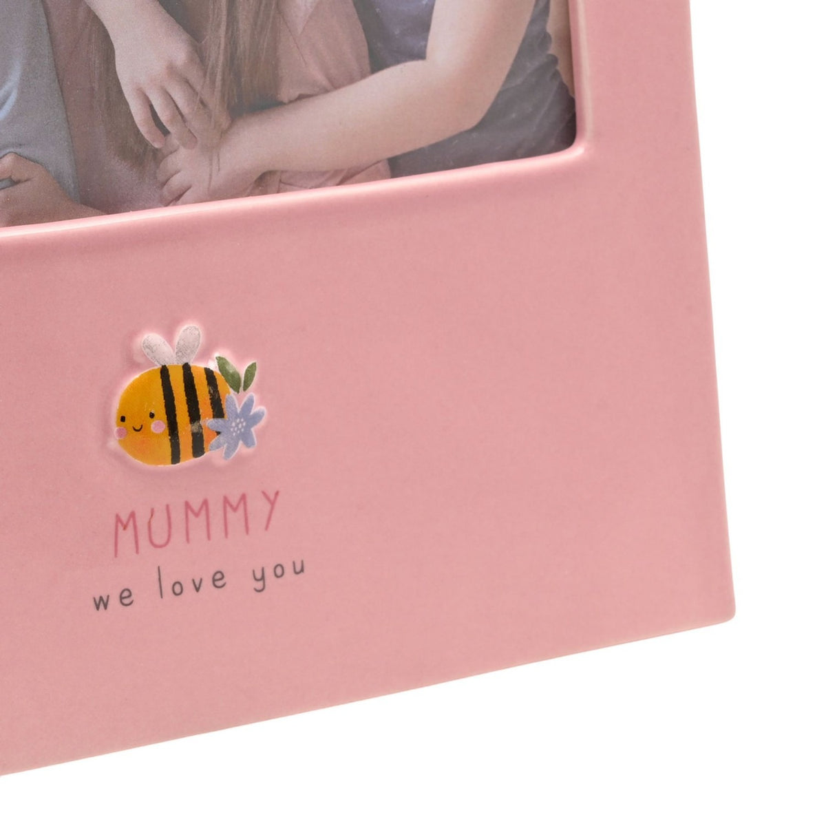 Mummy Bee Freestanding Stoneware Photo Frame 6 x 4in - Pink