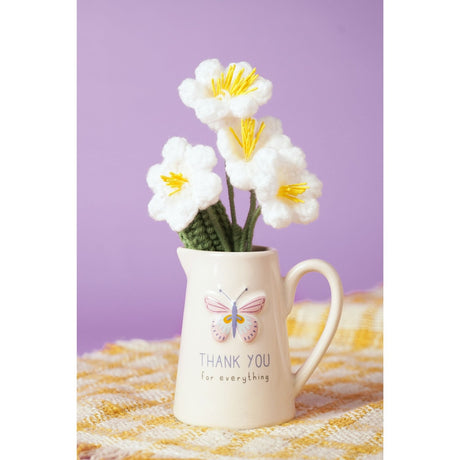 Thank You for Everything Embossed Stoneware Jug - Cream