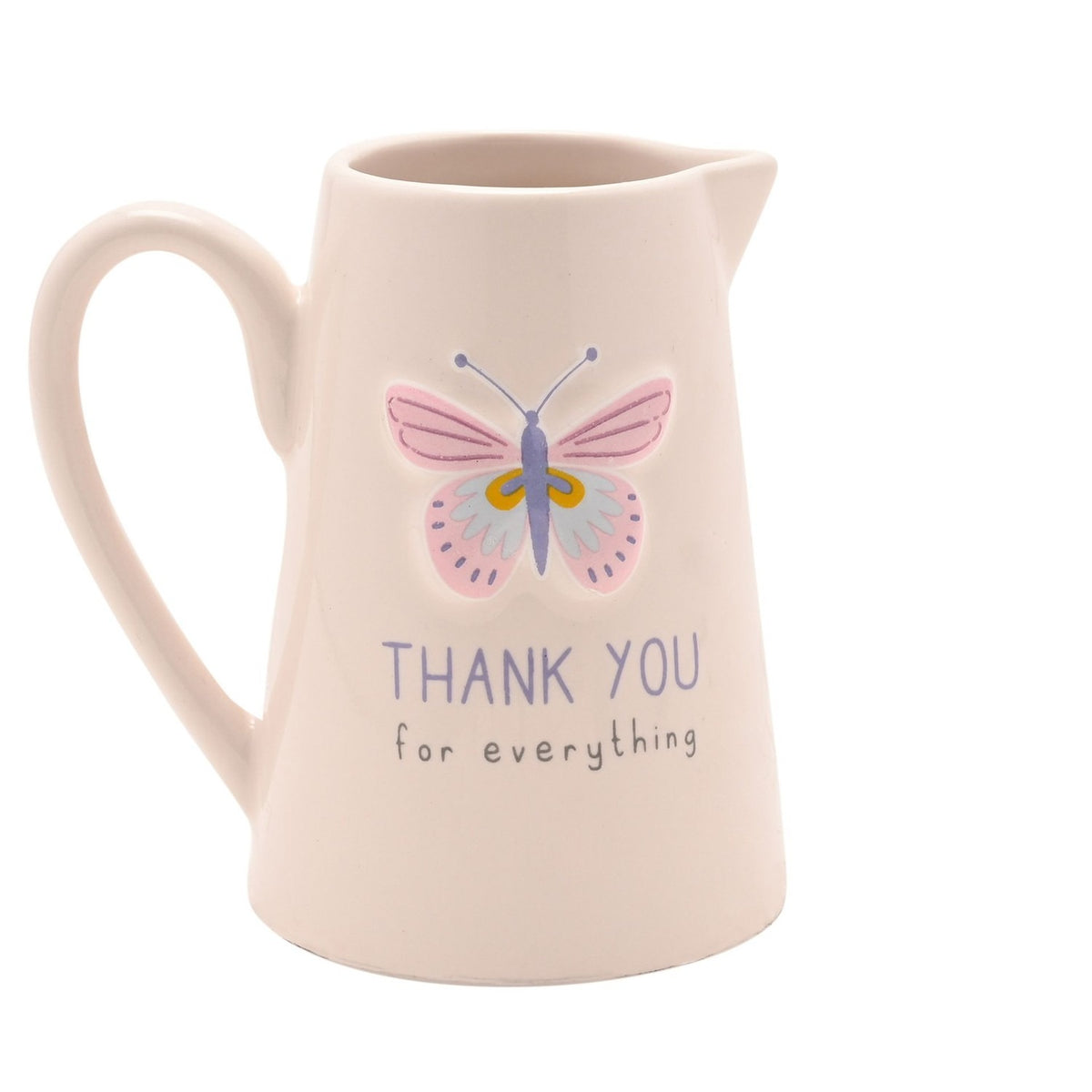 Thank You for Everything Embossed Stoneware Jug - Cream