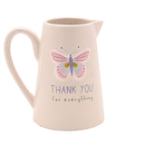 Thank You for Everything Embossed Stoneware Jug - Cream