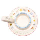 Mum Ceramic Tea Light Candle Holder with Handle - Off White