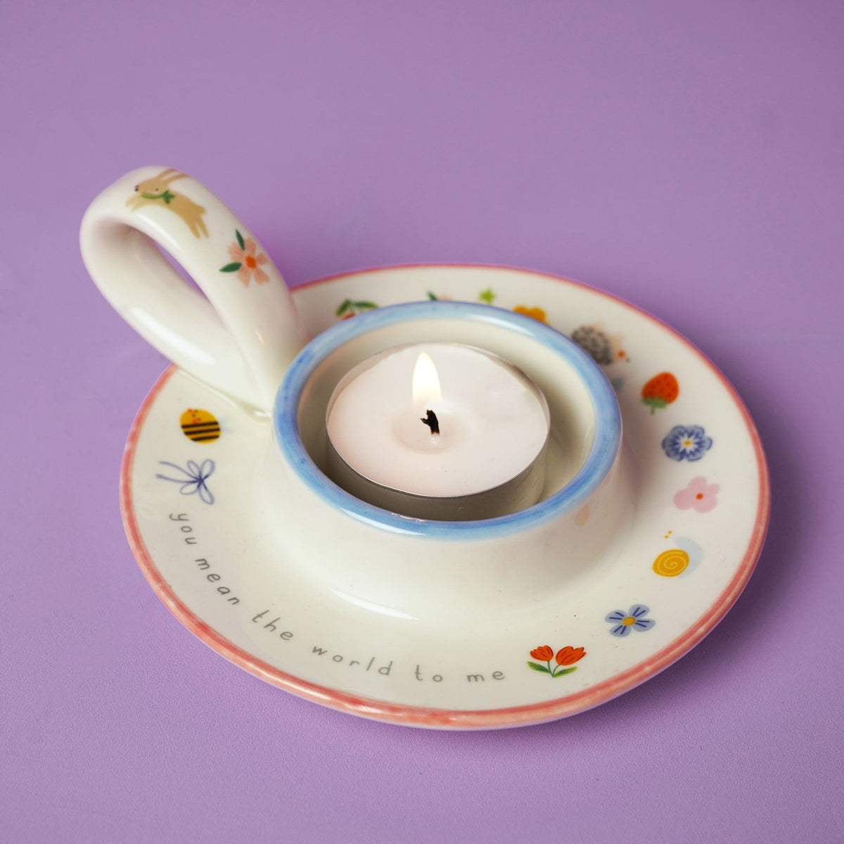 You Mean The World To Me Tea Light Candle Holder - Off White