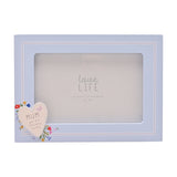 Mum Floral Heart Plaque Wooden Photo Frame 6 x 4in - Blue