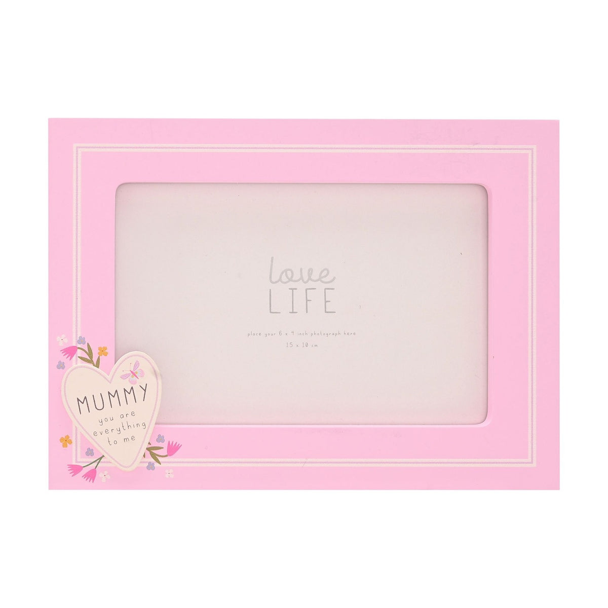 Mummy Heart Freestanding Wooden Photo Frame 6 x 4in - Pink