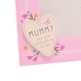 Mummy Heart Freestanding Wooden Photo Frame 6 x 4in - Pink