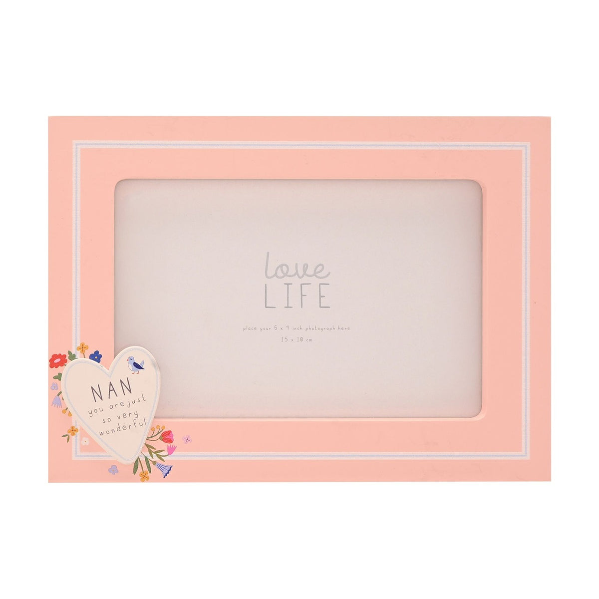 Nan Heart Freestanding Wooden Photo Frame 6 x 4in - Peach