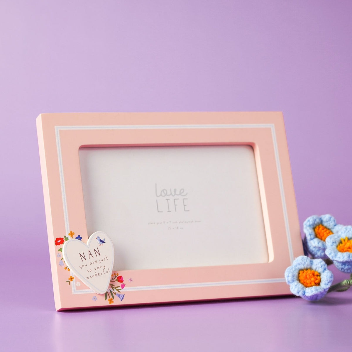 Nan Heart Freestanding Wooden Photo Frame 6 x 4in - Peach