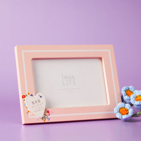 Nan Heart Freestanding Wooden Photo Frame 6 x 4in - Peach