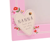Nanna Floral Heart Wooden Photo Frame with Stand - Pink