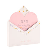 Nan Wooden Envelope Plaque with Pink Heart Insert - White