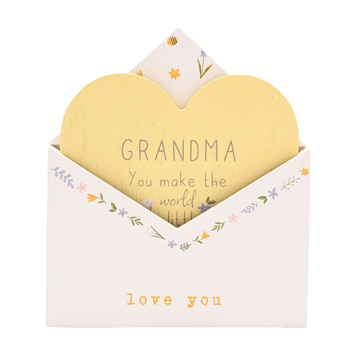 Grandma Envelope Wooden Plaque with Heart Insert - White