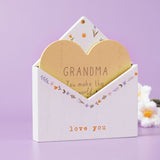 Grandma Envelope Wooden Plaque with Heart Insert - White
