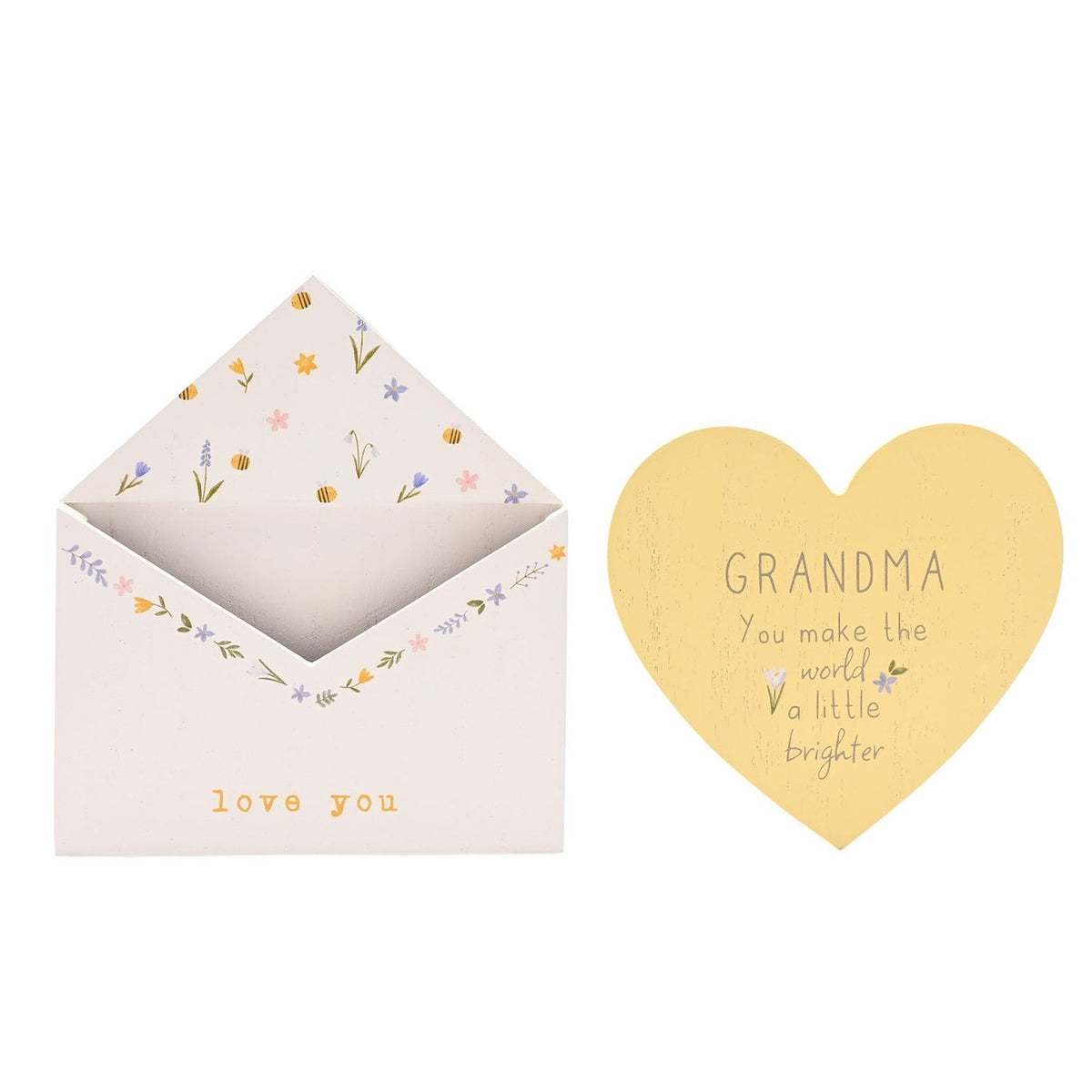Grandma Envelope Wooden Plaque with Heart Insert - White