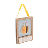 Bees Knees Mini Wooden Plaque with Ribbon Hanger - Blue