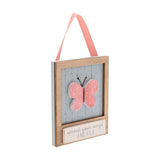 Fly Butterfly Mini Wooden Plaque with Ribbon Hanger - Blue