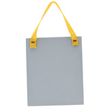 Blue rectangular wooden mini plaque with yellow ribbon hanger, blank reverse side shown against a plain white background.