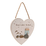 Home Is Where the Beach Heart Plaque with Sea Glass - White