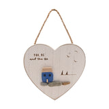 You, Me and the Sea Heart Plaque with Glass House - White
