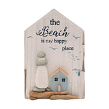 Coastal Lighthouse Mantel Plaque with Sea Glass - White