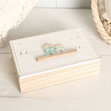 Coastal Storage Box with 2 Sea Glass Houses - White & Natural