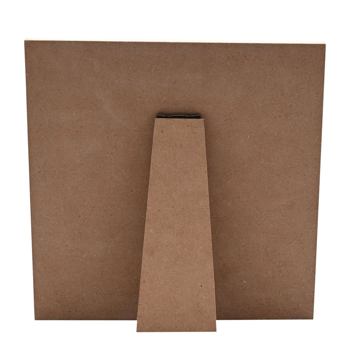 Rear view of the By the Sea Square Plaque showing a plain MDF board with a triangular wedge support stand attached, on a white background.