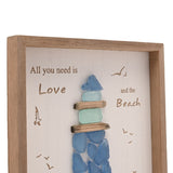 Large Sea Glass Lighthouse Framed Plaque - White & Natural