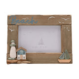 Beach Driftwood Photo Frame with Sea Glass Sails - Natural