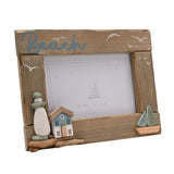 Beach Driftwood Photo Frame with Sea Glass Sails - Natural