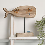 Whale Driftwood Ornament with Sea Glass 26.5cm - Natural
